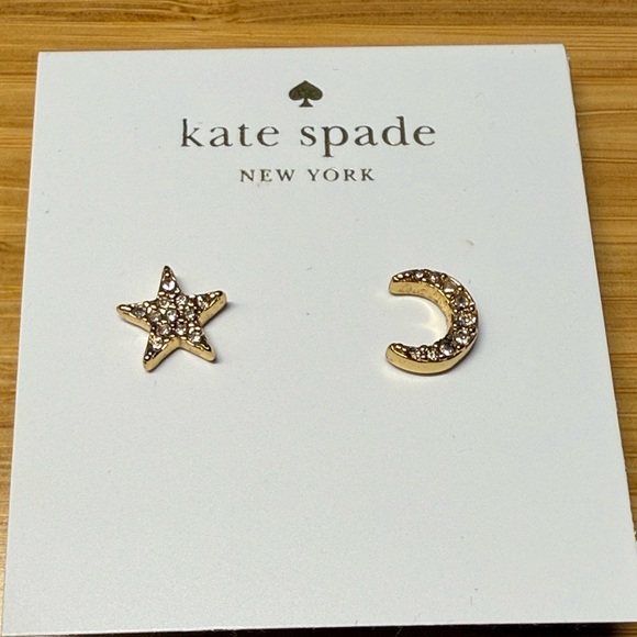 Kate Spade Gold Crystal Star and Moon Earrings - Picture 2 of 7